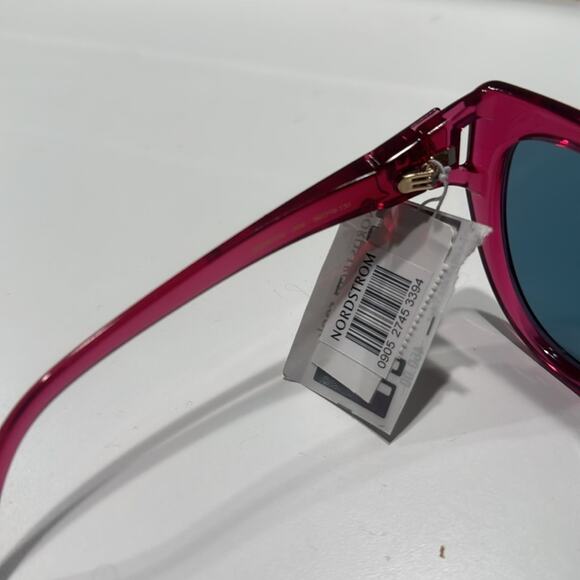 Gucci 56mm Cat Eye Sunglasses Red with blue lenses - Picture 5 of 8